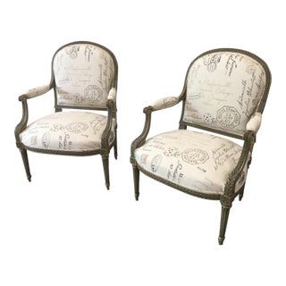 French Antique Painted Armchairs - a Pair For Sale