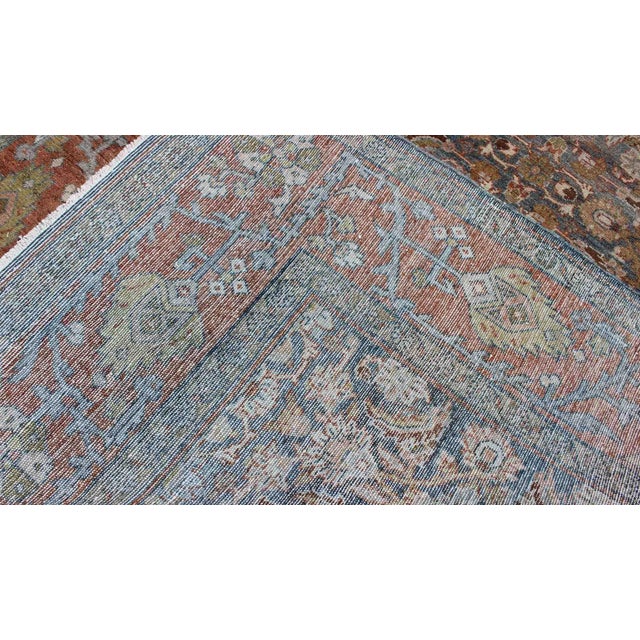 Antique Persian Malayer Gallery Runner With Allover Floral Motifs in Faded Blue For Sale - Image 12 of 12