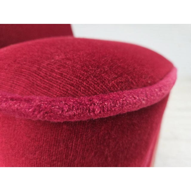 Danish Armchair in Red Furniture Velour and Beech Wood Legs, 1960s For Sale - Image 13 of 18