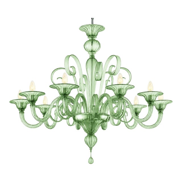 Early 21st Century Venetian Green Murano Glass Chandelier by Simoeng for Simoeng For Sale - Image 5 of 5