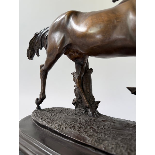 English Bronze Galloping Horse Sculpture on Marble Base – Classical Equestrian, 14” L For Sale - Image 3 of 12
