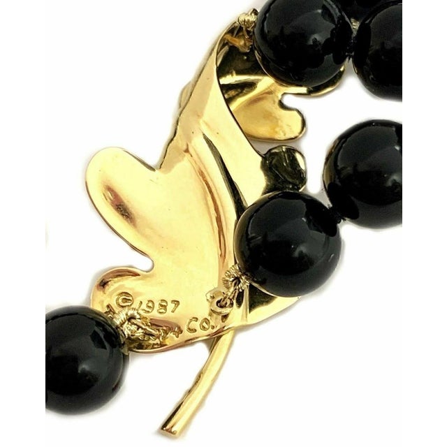 Mid 20th Century Tiffany & Co. Onyx Beads 18k Yellow Gold Oak Leaf Enhancer Necklace For Sale In Miami - Image 6 of 8