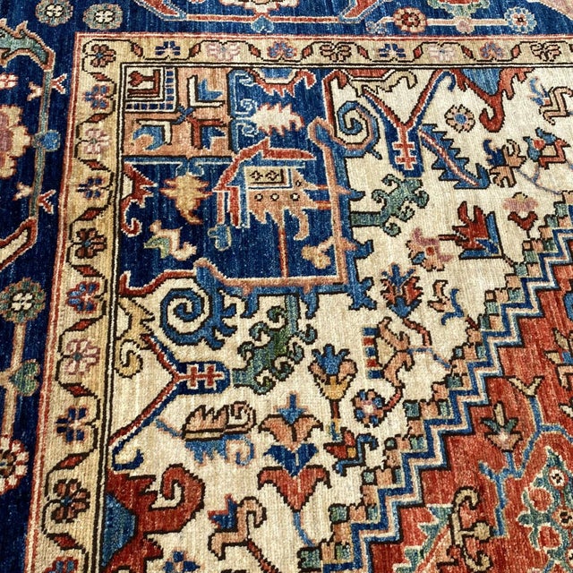 Fine Rust Red Persian Heriz Hand-Knotted Wool Rug - 8'3" X 10'1" For Sale - Image 6 of 9