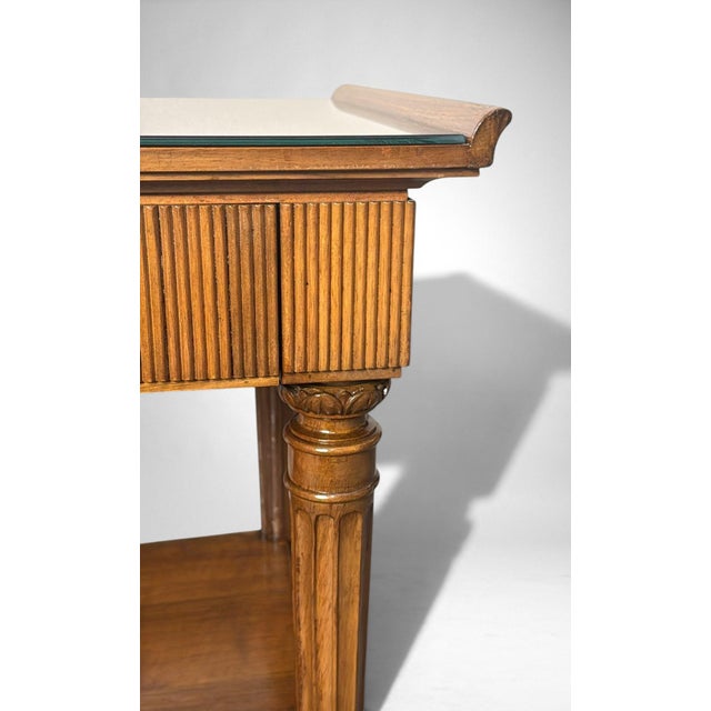 Mid-Century Modern Pair of Italian Wooden Nightstands With Black Glass Tops For Sale - Image 17 of 18