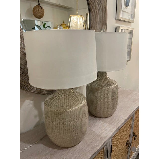 2020s Pair Uttermost Ceramic Lamps For Sale - Image 5 of 7