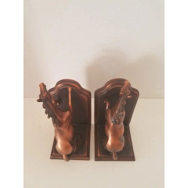 Bronze Vintage 1980s Bronzed Equine Bookends W/ Walnut Base - Set of 2 For Sale - Image 8 of 9