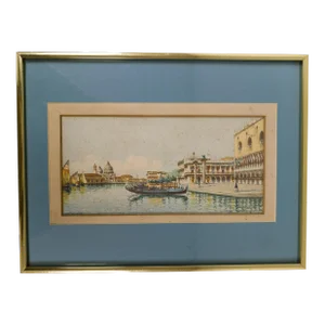 20th Century Italian Grand Tour Watercolor Painting of Venice Italy, Signed