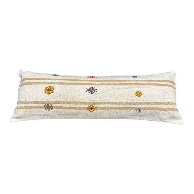 Turkish Hemp Pillow Cushion Natural Beige Brown Cushion Cover 14"x40" For Sale