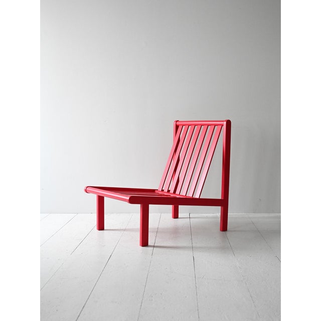 Vintage Scandinavian Cherry Red Lounge Chair, 1960s For Sale - Image 3 of 6