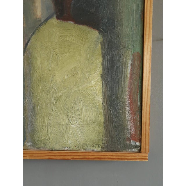 Textile 1978 Modernist 'Maris' Vintage Original Figurative Portrait Oil Painting, Framed For Sale - Image 7 of 11