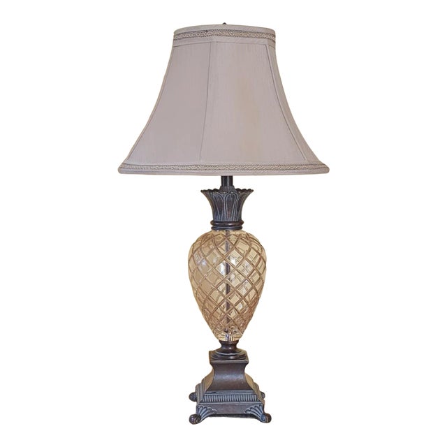 Uttermost Mid-Century Modern Style Bronze Crystal and Bronze Pineapple Table Lamp For Sale