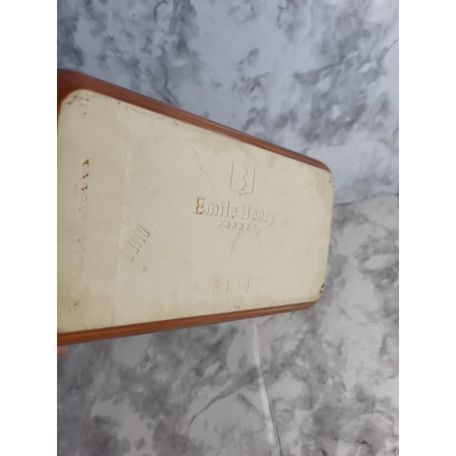 Vintage French Emile Henry rustic, ruffled, baking dish. Gorgeous color and stoneware ceramic. Made in France.