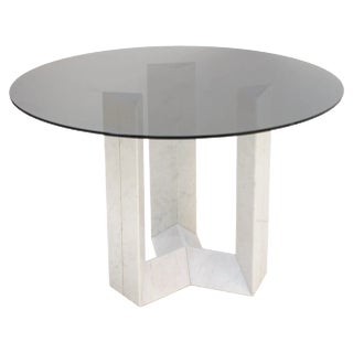 Italian Carrara Marble and Smoked Glass Table from Cattelan Italia For Sale