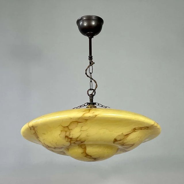 Marbled Opaline and Burnished Brass Pendant, Germany, 1930s For Sale - Image 16 of 17