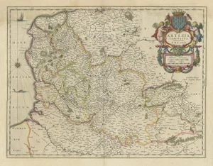 Antique Map of Artois in the North of France by Famous Mapmaker Blaeu, 1640