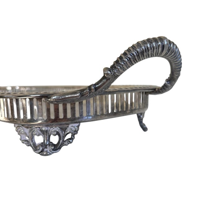 Antique W & S Blackinton Large Silver Plated Footed Gallery Serving Drink Tray For Sale - Image 9 of 12