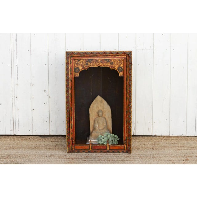 Antique Painted Tibetan Altar Shrine For Sale - Image 9 of 9