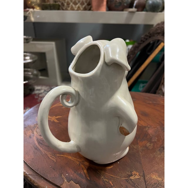 1970s Fits and Floyd White Ceramic Piggy Pitcher For Sale - Image 4 of 9