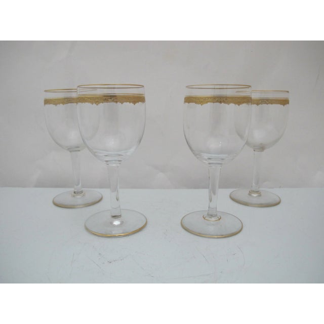 Gold Elegant Gilt Crystal St Louis Style Port Wine 5 1/2" Glass Set of 4 For Sale - Image 8 of 8