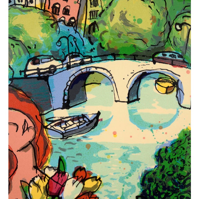 Expressionism "By the Canal" Limited Edition Lithograph on Archival Paper by Michael Leu For Sale - Image 3 of 9