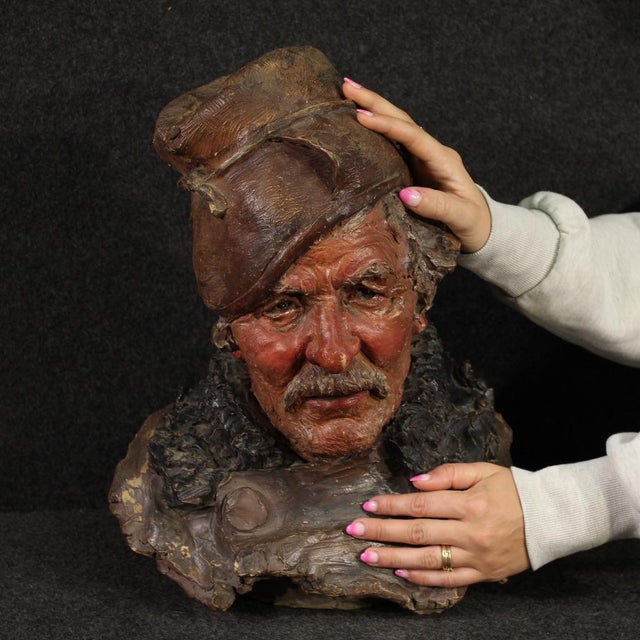 Italian Artist, Sculpture of a Fisherman, 20th Century, Terracotta For Sale - Image 12 of 13