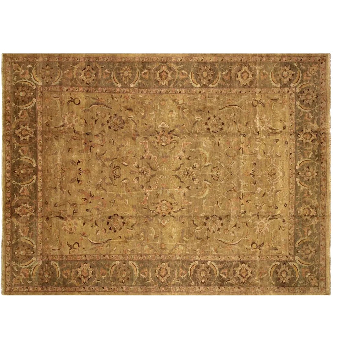 1980s Semi Vintage 1980s Gold/Green Wool Rug 11'10 X 16'9 | Chairish
