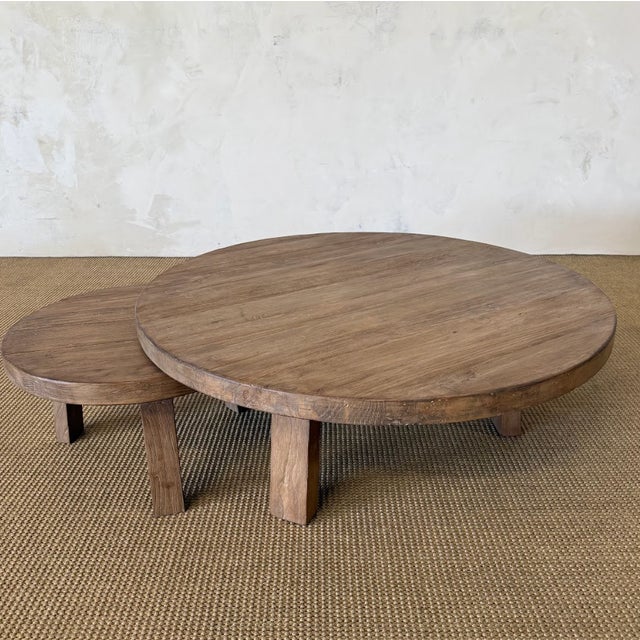Nest Coffee Table Set 2 Piece in Reclaimed Elm Wood For Sale - Image 9 of 10
