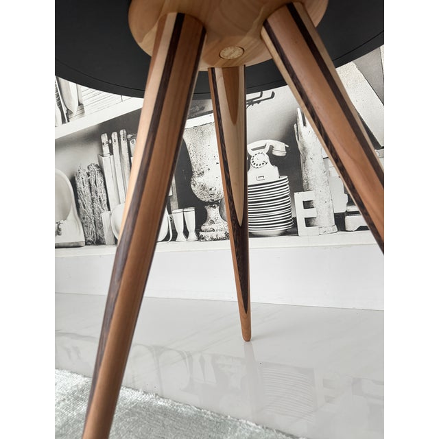 Morelato Carambola Side Table Italian Modern Design Multilayer Wood Inlay Legs Yellow Lacquer Top For Sale In Miami - Image 6 of 10