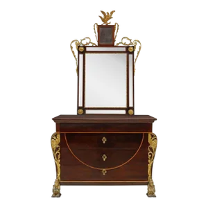 19th Century Spanish Fernandino Empire Style Bombe Commode & Mirror