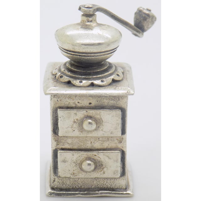 Vintage Italian Handmade Silver Raspini Branded Grinder Dollhouse Miniatura, Made in Tuscany For Sale - Image 4 of 10