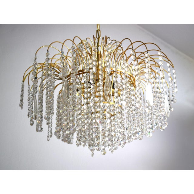 Large Hollywood Regency Swarovski Crystal Waterfall Chandelier, 1980s For Sale - Image 4 of 11