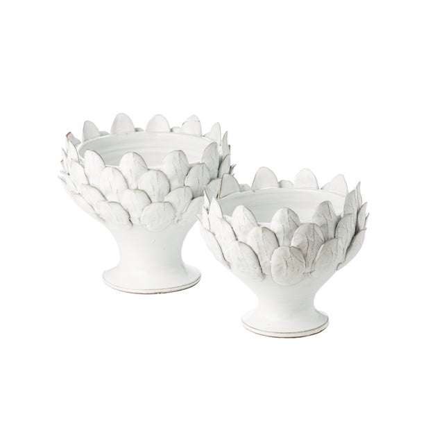 White Artichoke Footed Centerpiece, Large For Sale - Image 4 of 5