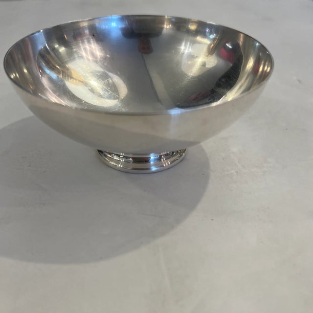 Mid-Century Modern Silvered Metal Diminutive Serving Bowl For Sale - Image 3 of 6