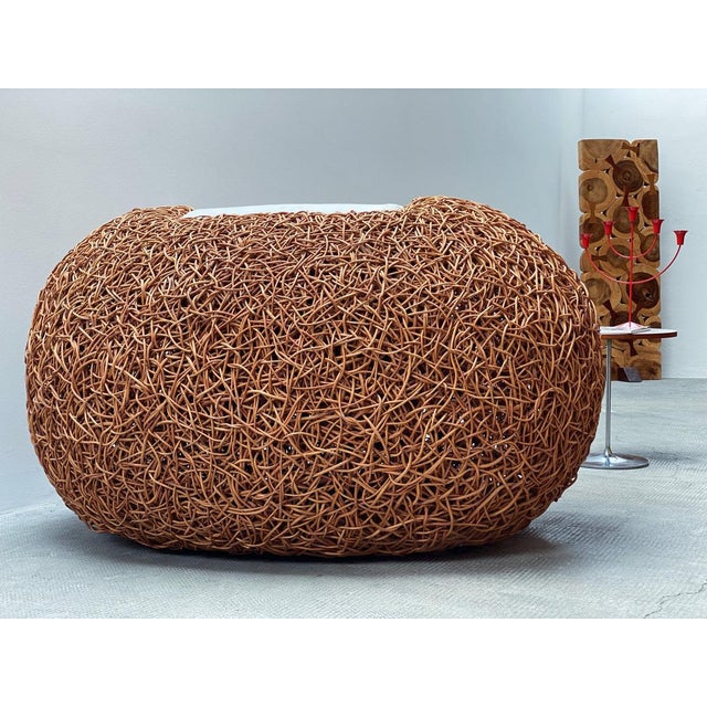 Rattan Wicker Wooven Egg Nest Lounge Chair, Switzerland, 1990s For Sale - Image 9 of 10