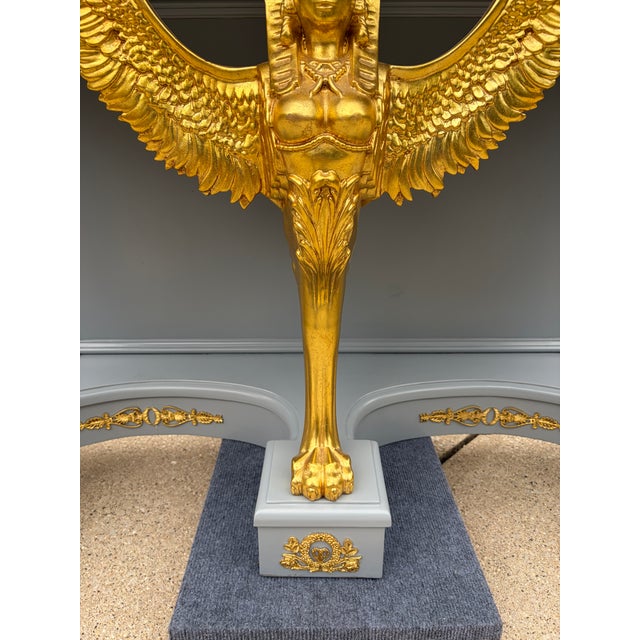 A Pair of Empire Revival Consoles With Gilded Sphinxes and Marble Tops For Sale - Image 14 of 17