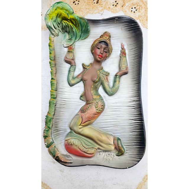 Plaster Decoration of African Woman by G. Monot, 1962 For Sale - Image 11 of 11