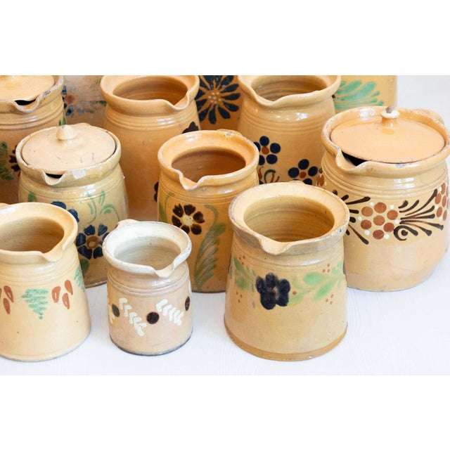 19th Century French Terracotta Pottery Pitchers with Floral Decor For Sale In Atlanta - Image 6 of 10