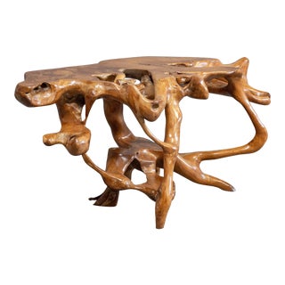 Organic Modern Reclaimed Teak Root Console Table For Sale