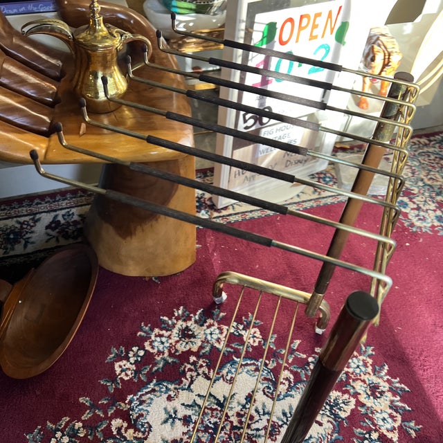 Mid-Century Modern Vintage MCM Brass Trouser Trolly For Sale - Image 3 of 8