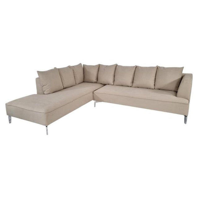 Annaba L-Shaped Sofa in Sumptuous Cream Cotton Fabric from Ligne Roset For Sale - Image 4 of 7