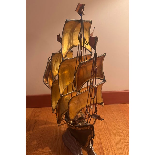 Mid 20th Century Handmade Argentine Metal Sailboat Sculpture — Nautical Statement Piece, One of a Kind For Sale - Image 5 of 9