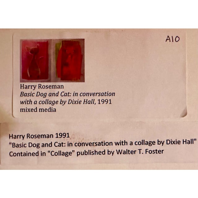 Barry Roseman's Intriguing Mixed Media 1991 "Basic Dog and Cat in Conversation With a Collage by Dixie Hall" For Sale - Image 9 of 9