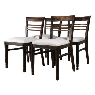 Modernist Chairs in Oak and Bouclé Fabric, 1940s, Set of 4 For Sale