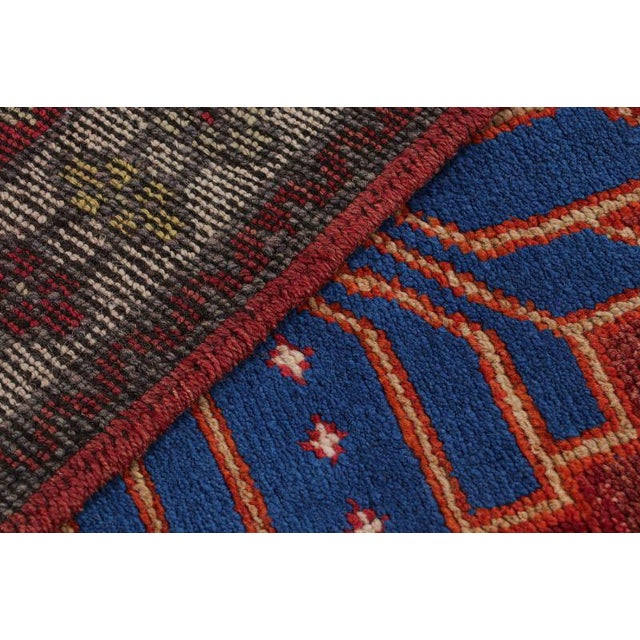 Textile 1950s Mid-Century Runner Geometric Vintage Red Rug For Sale - Image 7 of 7