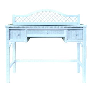Vintage Henry Link Wicker Writing Desk For Sale