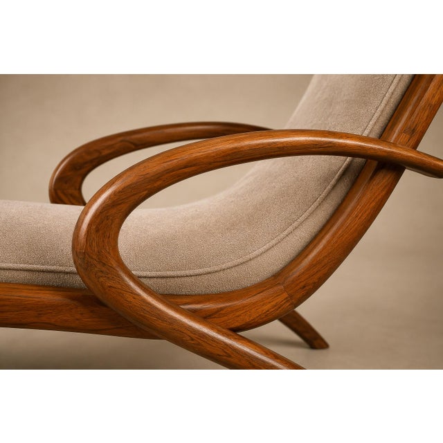 Rare Brazilian Modern Chaise Lounge in Caviúna and Mohair, John Graz, 1950s For Sale - Image 15 of 18