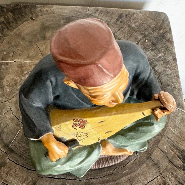 Mid 20th Century Vintage Japanese Leftons Clay Doll of an Old Man Playing a Biwa For Sale - Image 5 of 6