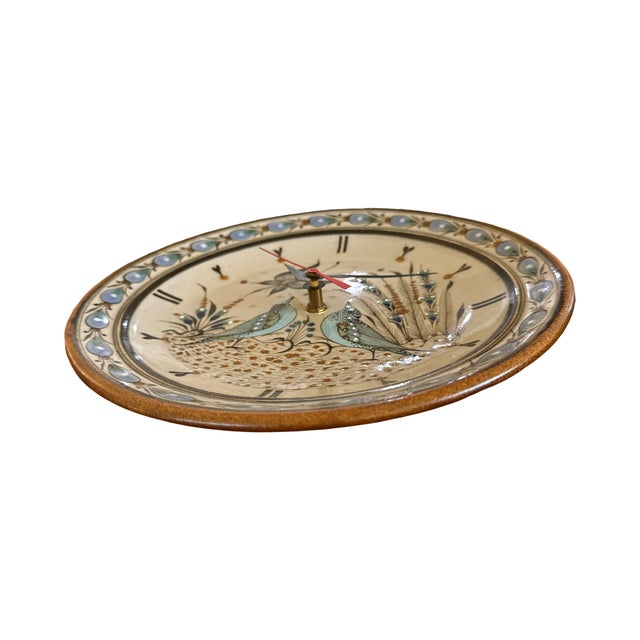 Mexican Vintage Ken Edwards Tonala Pottery Wall Clock : Signed Ke Mexican Folk Art Stoneware For Sale - Image 3 of 4