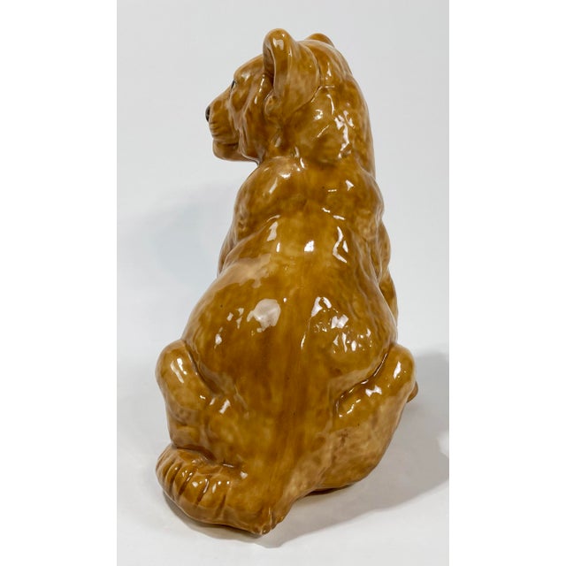 Vintage Ceramic Lion Cub Sculpture For Sale - Image 4 of 10