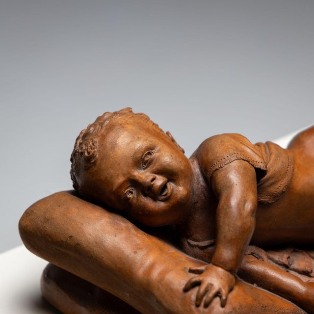 Reclining Infant in Terracotta by F. Sans For Sale - Image 14 of 16